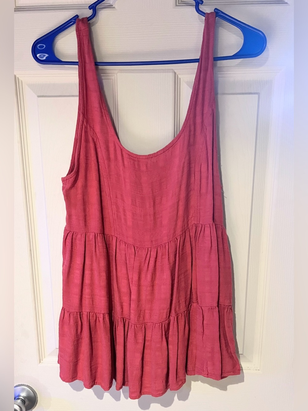 American Eagle Outfitters Coral Pink Tiered Scoop Tank